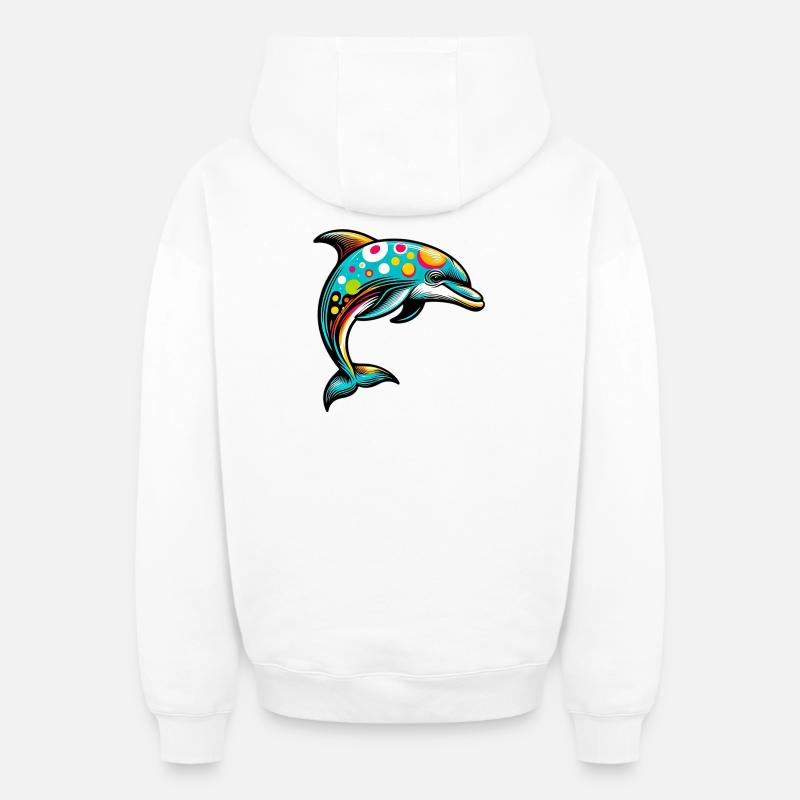 Dauphin - Sweat à capuche unisexe zippé oversize épais SPREAD - blanc