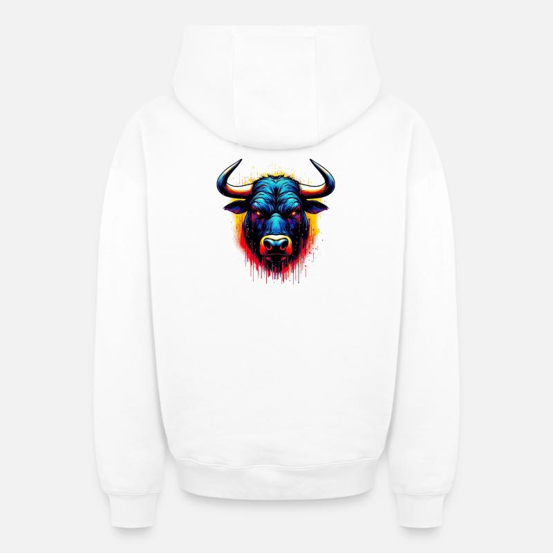 Taureau - Sweat à capuche unisexe zippé oversize épais SPREAD - blanc