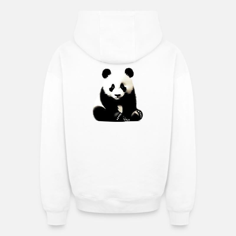 Panda - Sweat à capuche unisexe zippé oversize épais SPREAD - blanc