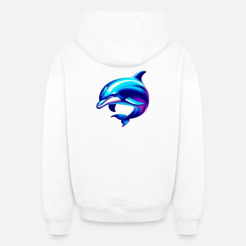 Dauphin - Sweat à capuche unisexe zippé oversize épais SPREAD - blanc