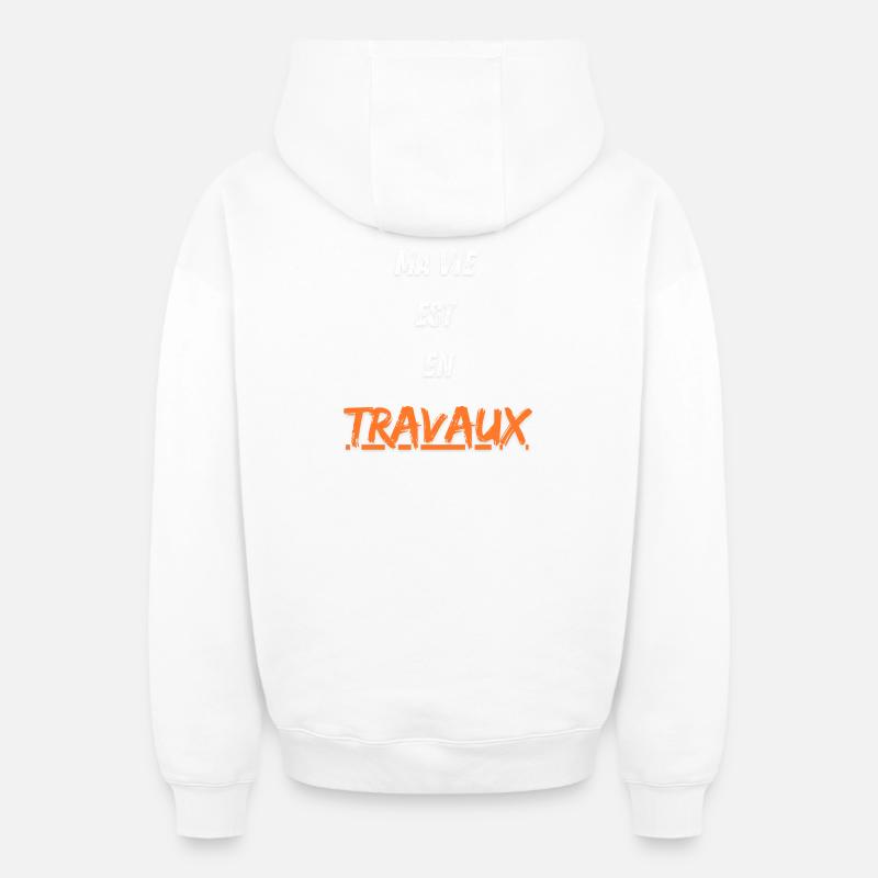 Vie en travaux - Sweat à capuche unisexe zippé oversize épais SPREAD - blanc