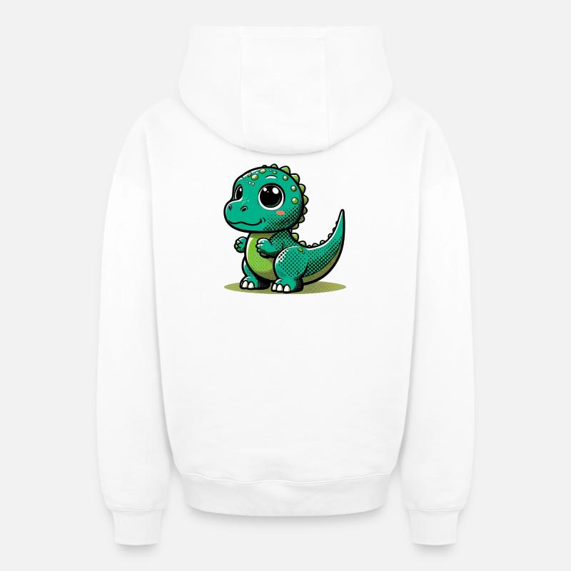 Dinosaure - Sweat à capuche unisexe zippé oversize épais SPREAD - blanc