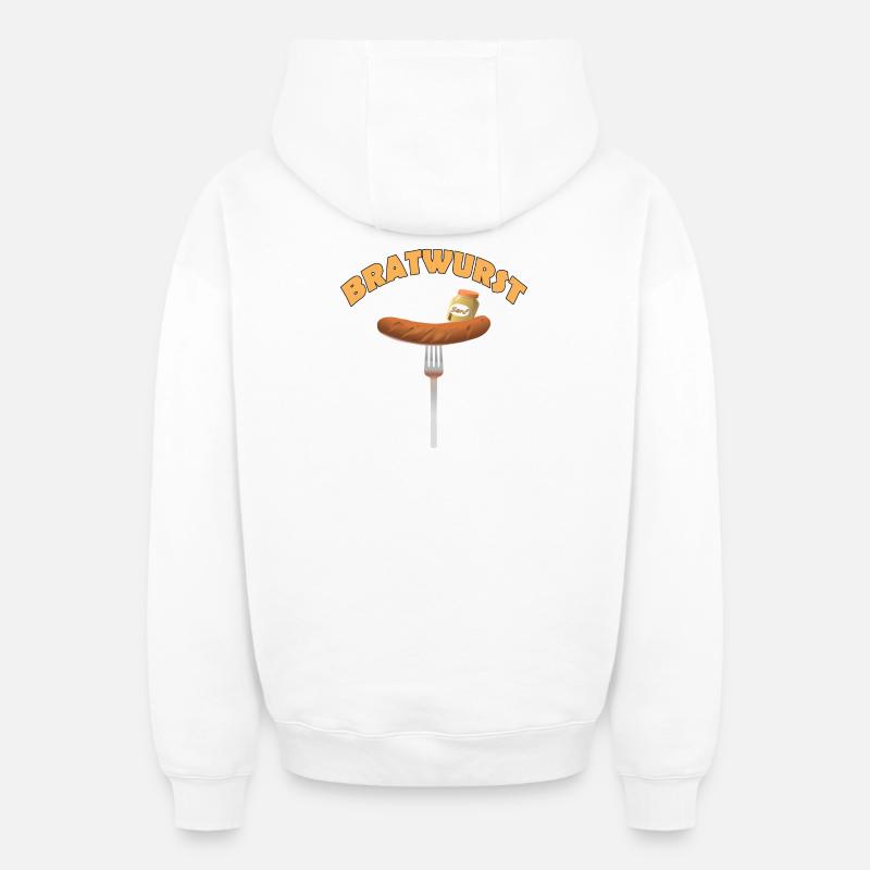 BRATWURST - Oversized Heavyweight Unisex Zip Hoodie - Weiß