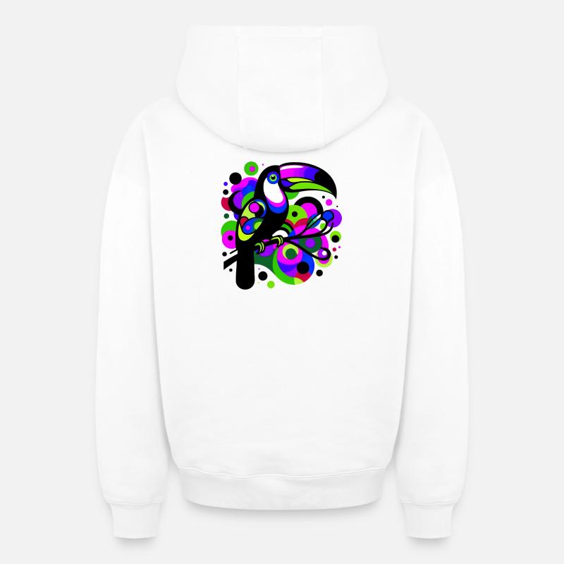 Toucan - Sweat à capuche unisexe zippé oversize épais SPREAD - blanc