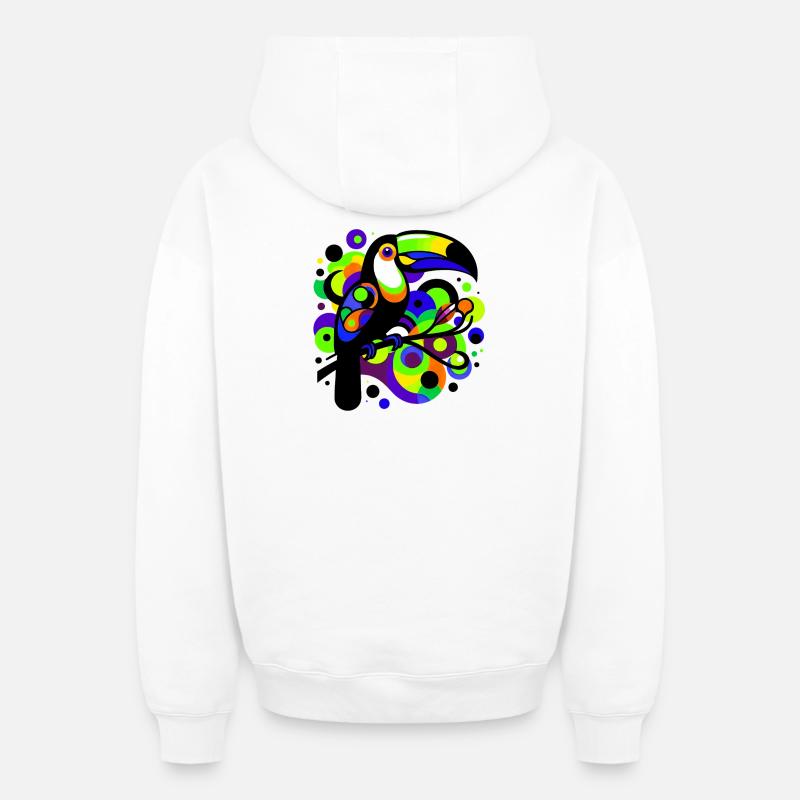 Toucan - Sweat à capuche unisexe zippé oversize épais SPREAD - blanc