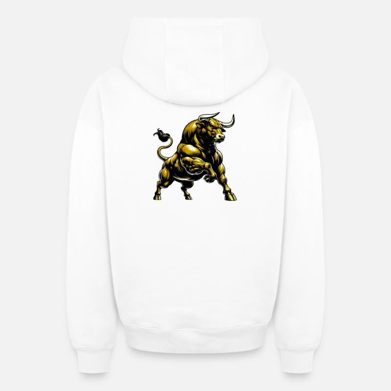 Taureau - Sweat à capuche unisexe zippé oversize épais SPREAD - blanc