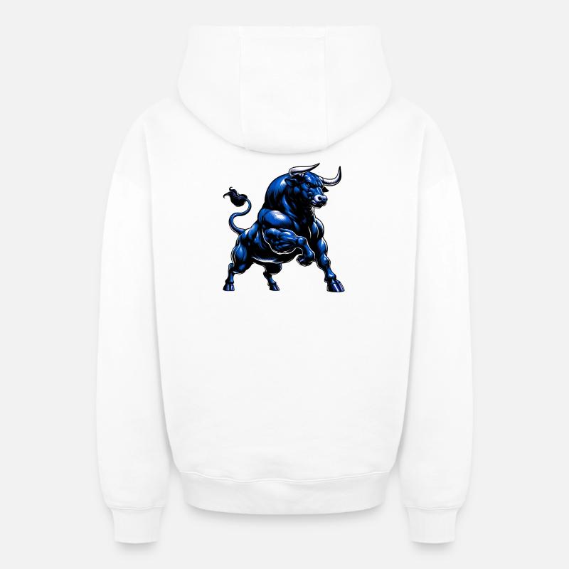 Taureau - Sweat à capuche unisexe zippé oversize épais SPREAD - blanc