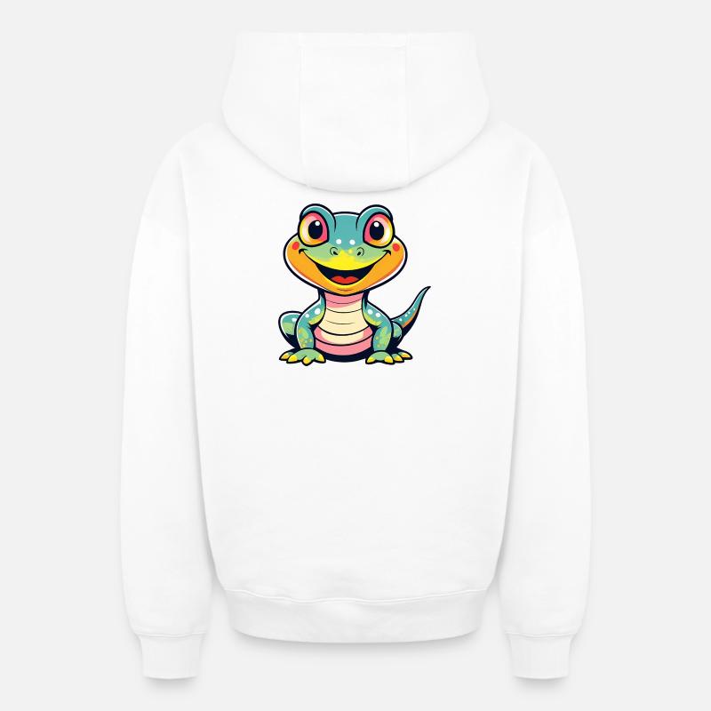 Dino mignon - Sweat à capuche unisexe zippé oversize épais SPREAD - blanc