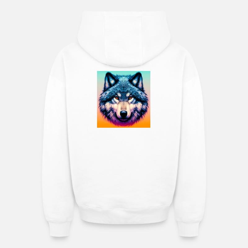 Loup - Sweat à capuche unisexe zippé oversize épais SPREAD - blanc