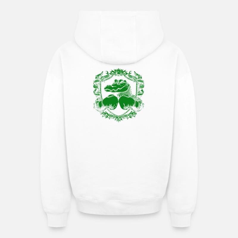Gants de boxe en crocodile - Sweat à capuche unisexe zippé oversize épais SPREAD - blanc