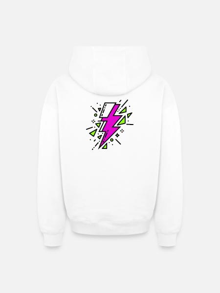 Contemporary Violet and Green Ray - Oversized Heavyweight Unisex Zip Hoodie - white
