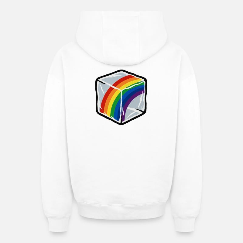 Rainbow in cube - Oversized Heavyweight Unisex Zip Hoodie - white