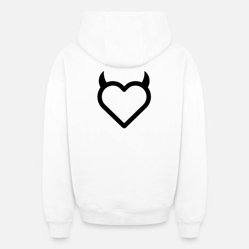 cœur démon - Sweat à capuche unisexe zippé oversize épais SPREAD - blanc