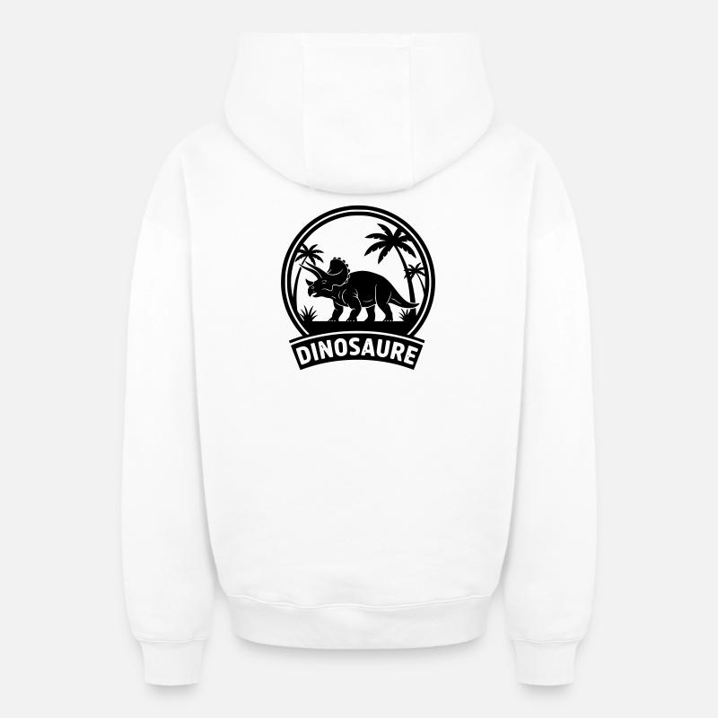 dinosaure2 - Sweat à capuche unisexe zippé oversize épais SPREAD - blanc