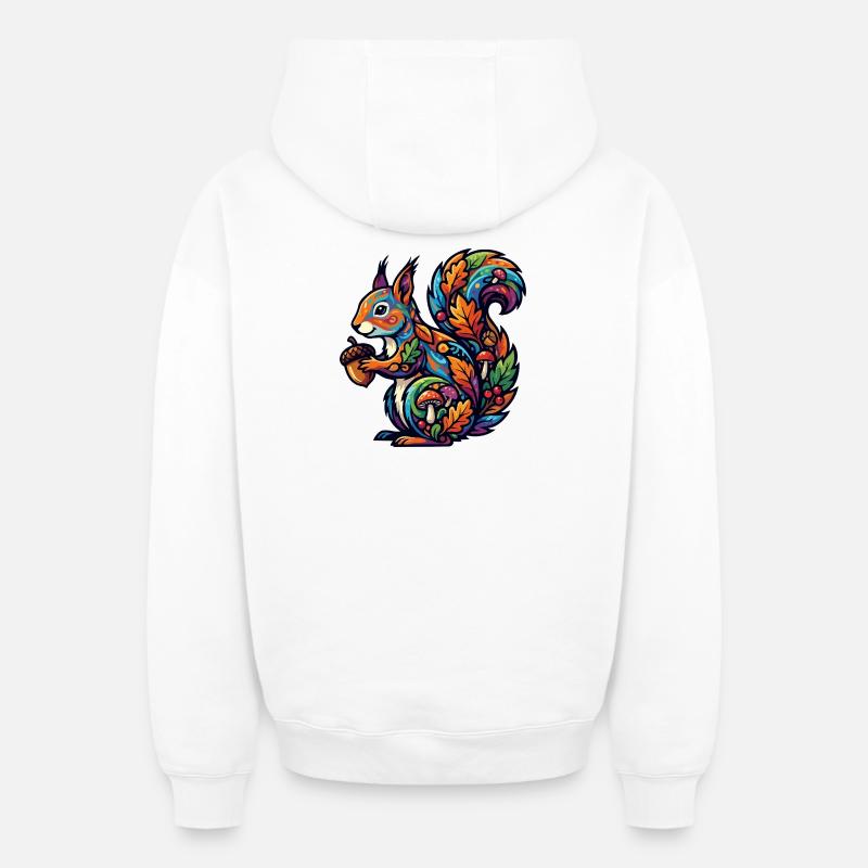 Buntes Eichhörnchen Herbstzauber Nuss Waldbewohner - Oversized Heavyweight Unisex Zip Hoodie - Weiß