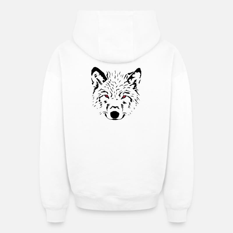 loup - Sweat à capuche unisexe zippé oversize épais SPREAD - blanc