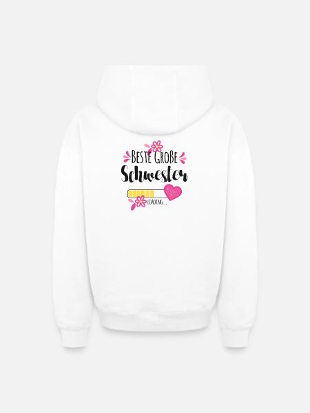 Beste Große Schwester Loading - Oversized Heavyweight Unisex Zip Hoodie - Weiß