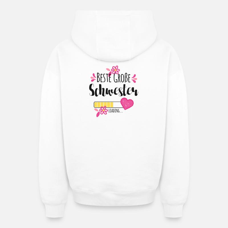 Beste Große Schwester Loading - Oversized Heavyweight Unisex Zip Hoodie - Weiß