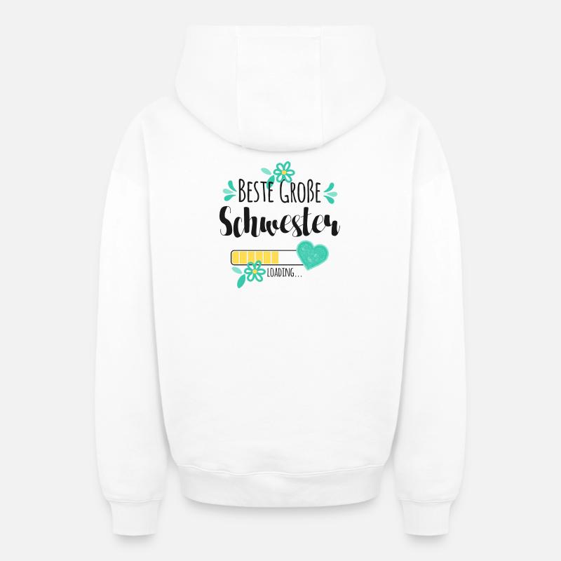 Beste Große Schwester Loading - Oversized Heavyweight Unisex Zip Hoodie - Weiß