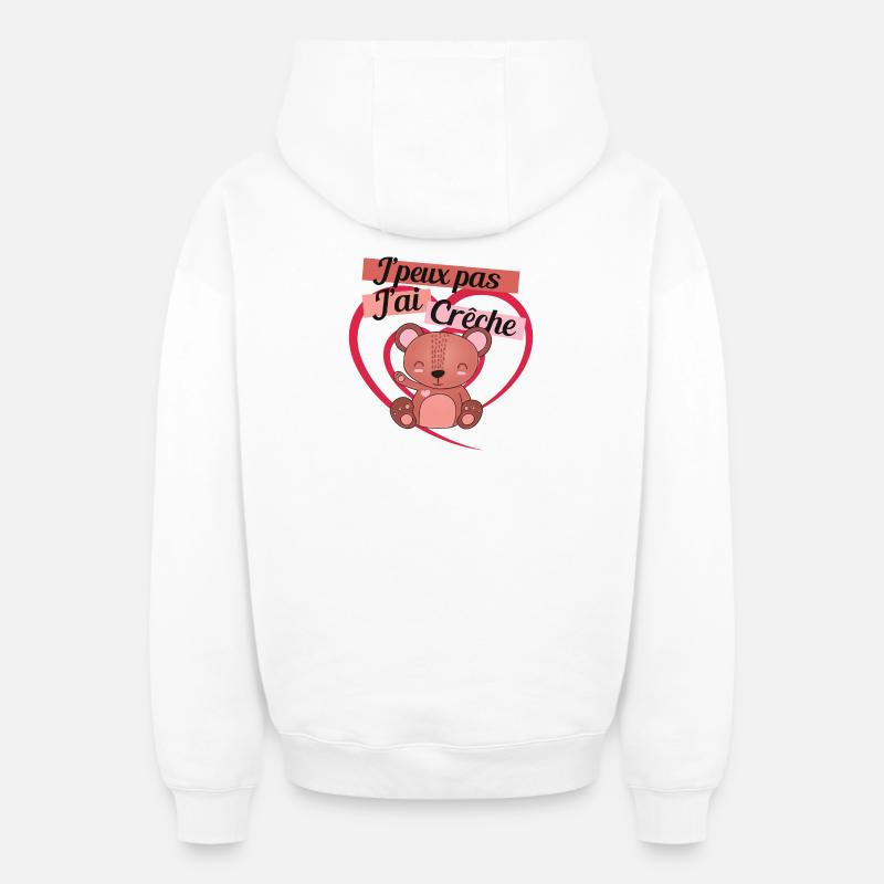 j ai creche - Sweat à capuche unisexe zippé oversize épais SPREAD - blanc
