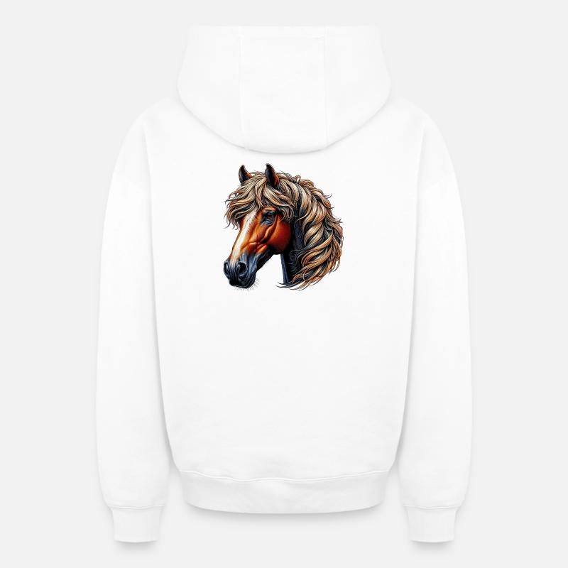 Cheval - Sweat à capuche unisexe zippé oversize épais SPREAD - blanc