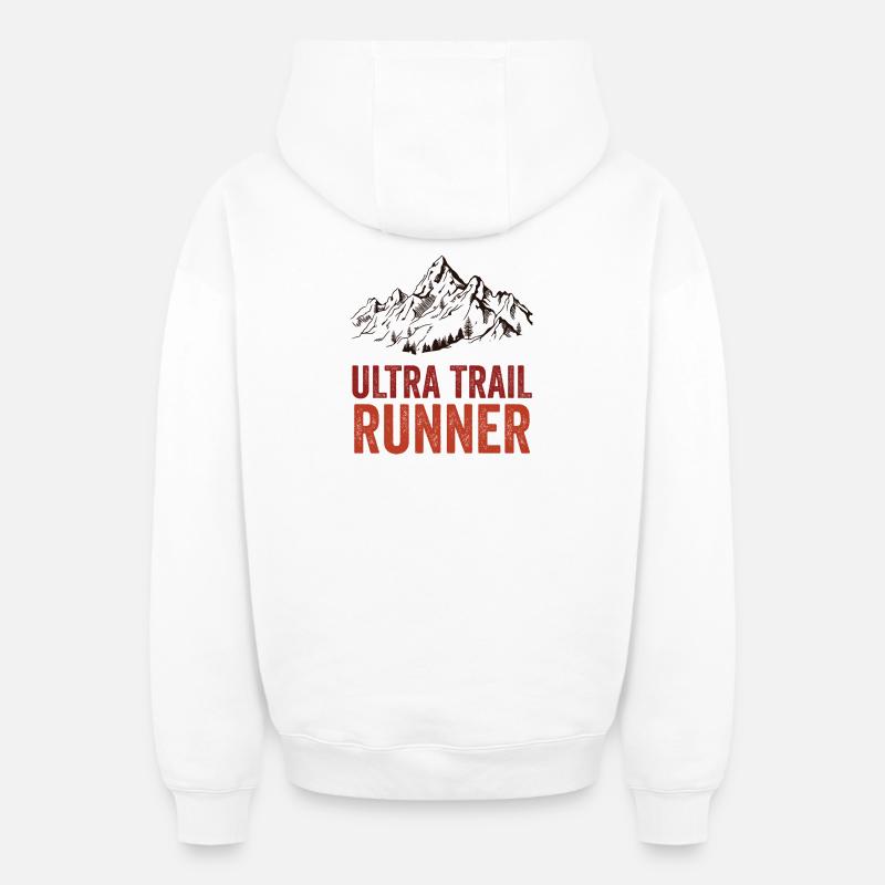Coureur d’ultra trail - Sweat à capuche unisexe zippé oversize épais SPREAD - blanc