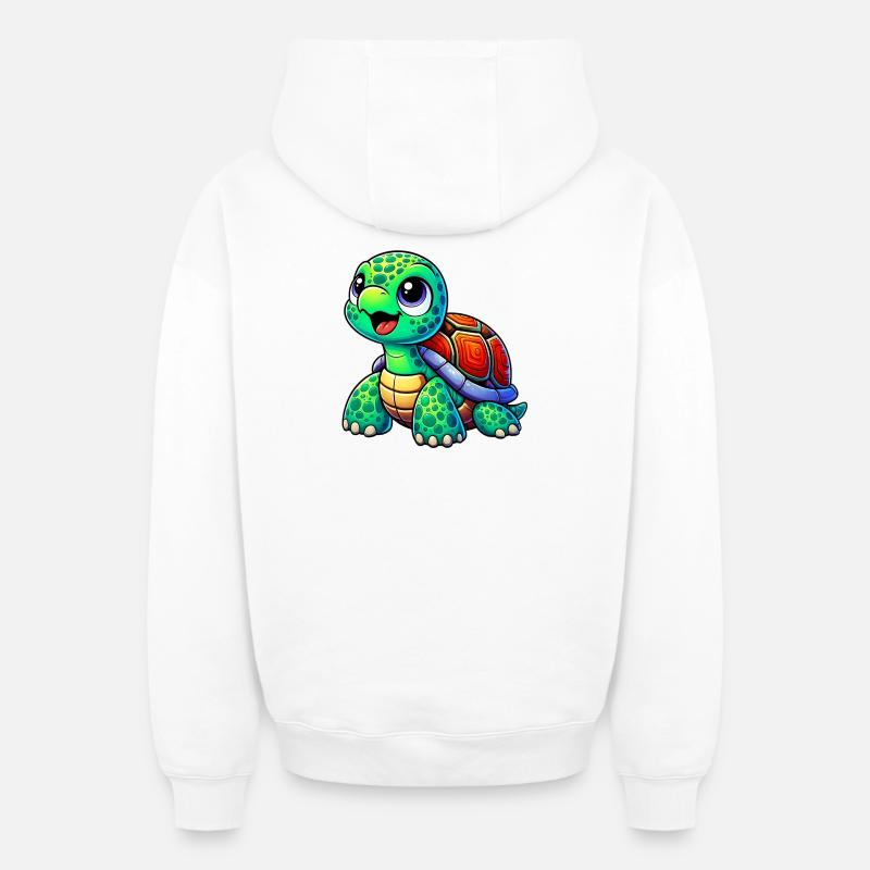Tortue - Sweat à capuche unisexe zippé oversize épais SPREAD - blanc