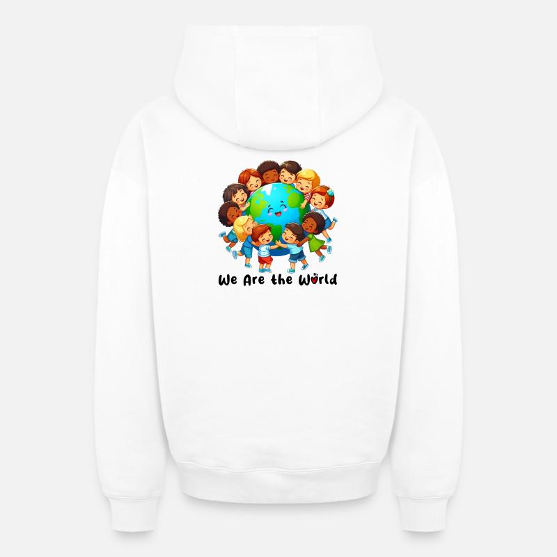 Nous sommes le monde - Sweat à capuche unisexe zippé oversize épais SPREAD - blanc