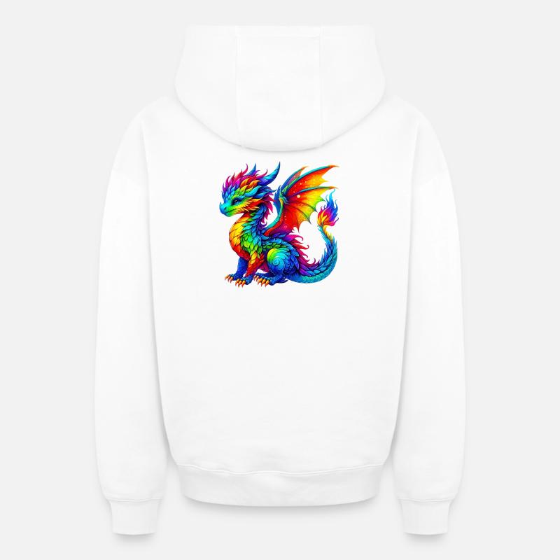 Dragon - Sweat à capuche unisexe zippé oversize épais SPREAD - blanc