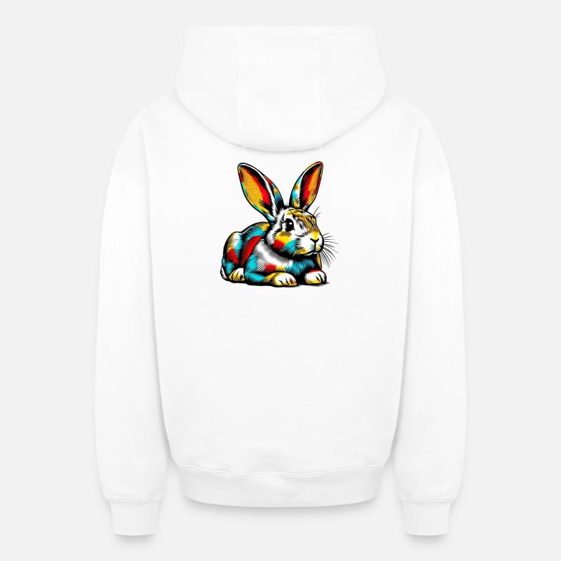 Lapin - Sweat à capuche unisexe zippé oversize épais SPREAD - blanc