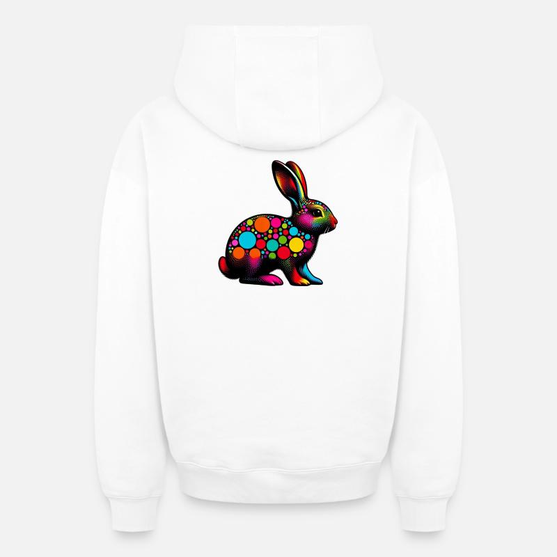 Lapin - Sweat à capuche unisexe zippé oversize épais SPREAD - blanc