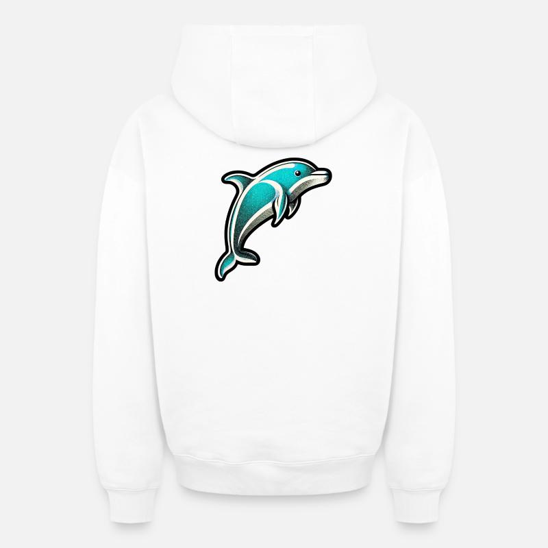 Dauphin - Sweat à capuche unisexe zippé oversize épais SPREAD - blanc