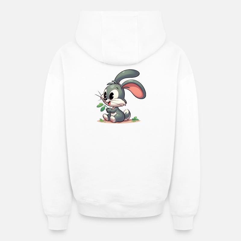 Lapin - Sweat à capuche unisexe zippé oversize épais SPREAD - blanc