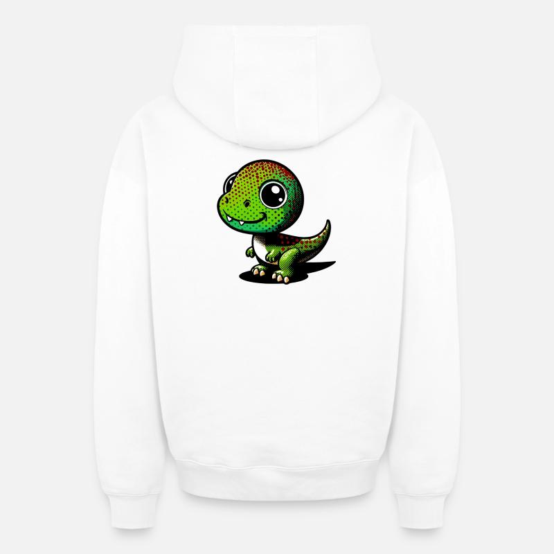 Dinosaure - Sweat à capuche unisexe zippé oversize épais SPREAD - blanc