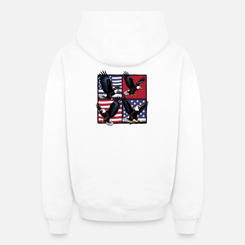 Bald eagle - Oversized Heavyweight Unisex Zip Hoodie - white