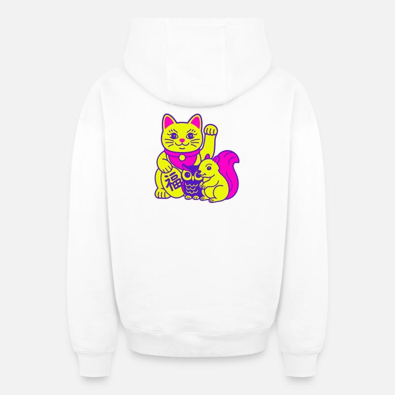 Des animaux chanceux ! - Sweat à capuche unisexe zippé oversize épais SPREAD - blanc