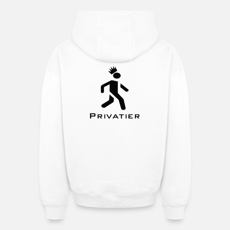 Privatier - Runner mit Krone Design schwarz - Oversized Heavyweight Unisex Zip Hoodie - Weiß