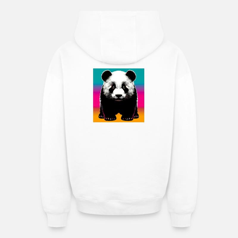 panda - Sweat à capuche unisexe zippé oversize épais SPREAD - blanc