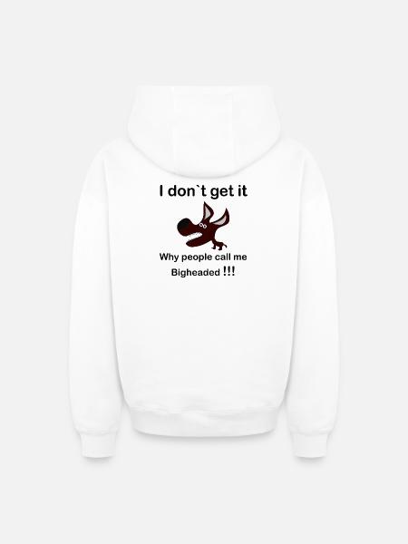 Maroon Cartoon Dog with Fangs - Oversized Heavyweight Unisex Zip Hoodie - white