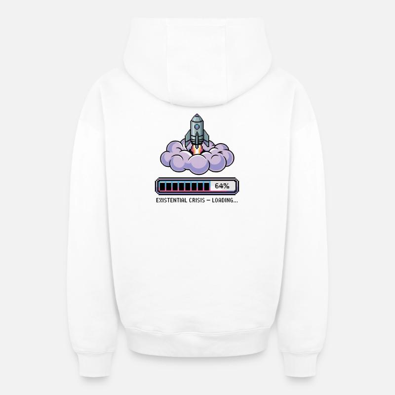Digital Retro – Existential Crisis – Loading... - Oversized Heavyweight Unisex Zip Hoodie - Weiß