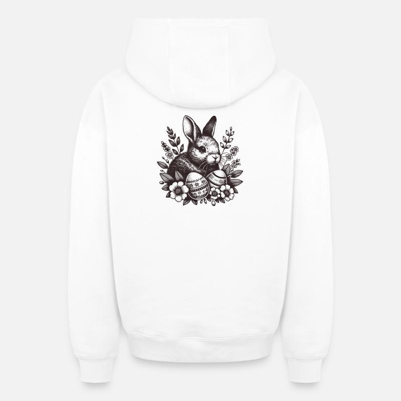Lapin de Pâques - Sweat à capuche unisexe zippé oversize épais SPREAD - blanc