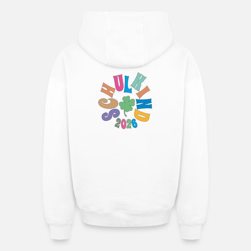 Écolier 2026 Trèfle - Sweat à capuche unisexe zippé oversize épais SPREAD - blanc