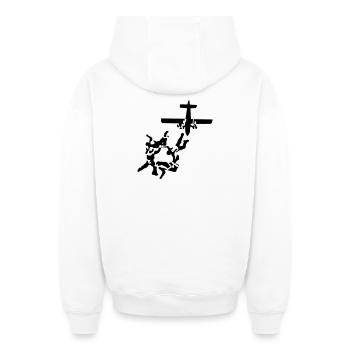 skydiving - Oversized Heavyweight Unisex Zip Hoodie - white - Back - AI Model Male 178 light (178cm)