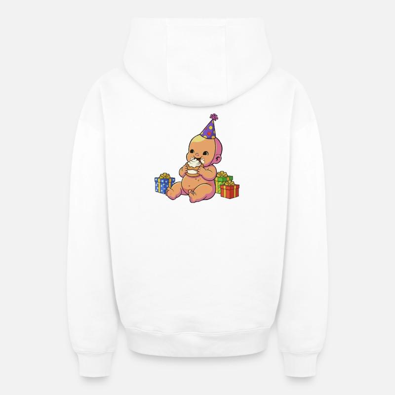 Bébé Cupcake d’anniversaire - Sweat à capuche unisexe zippé oversize épais SPREAD - blanc