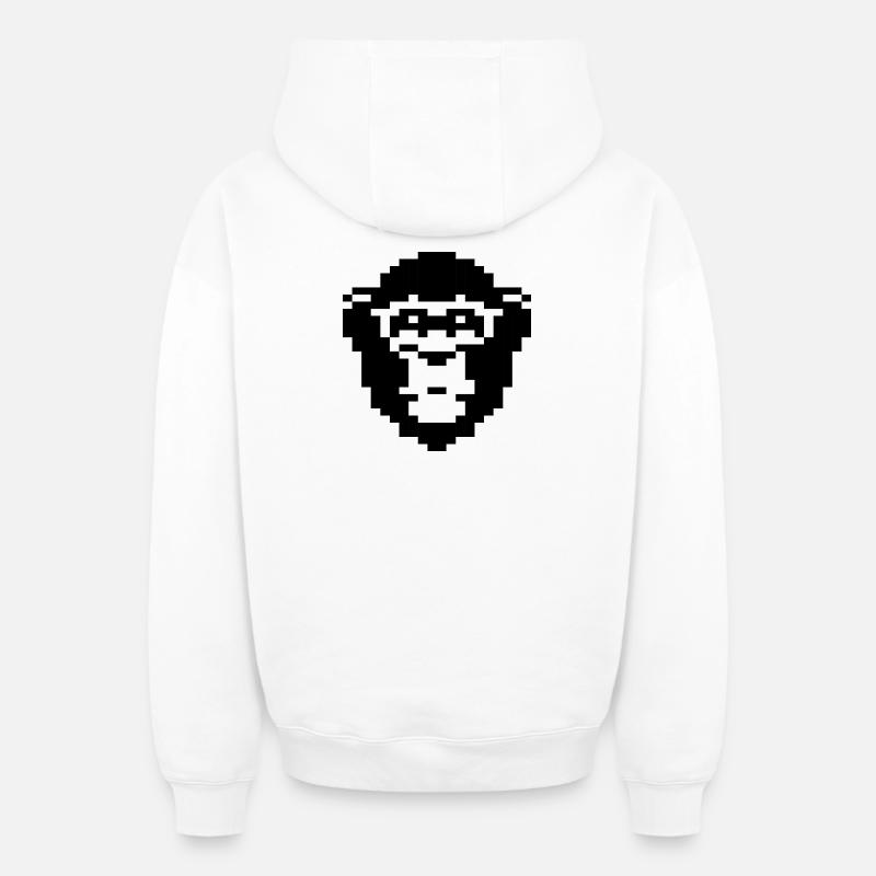 Pixeliges Affengesichtsdesign - Oversized Heavyweight Unisex Zip Hoodie - Weiß