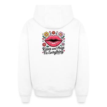 Küsse und Umarmungen heilen alles - Oversized Heavyweight Unisex Zip Hoodie - Weiß - Hinten - AI Model Male 178 light (178cm)