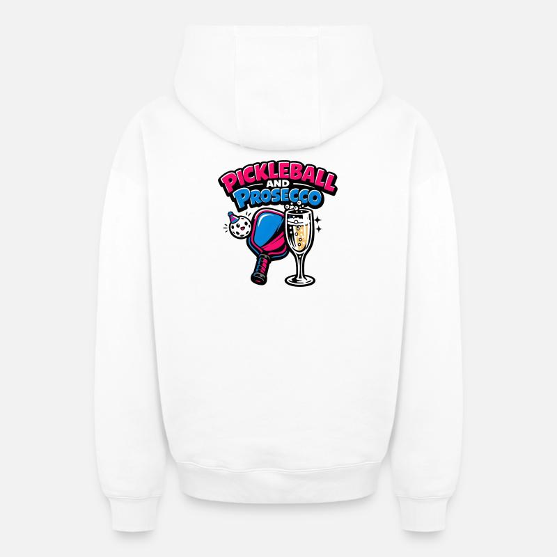 Pickleball Prosecco Logo - Sweat à capuche unisexe zippé oversize épais SPREAD - blanc