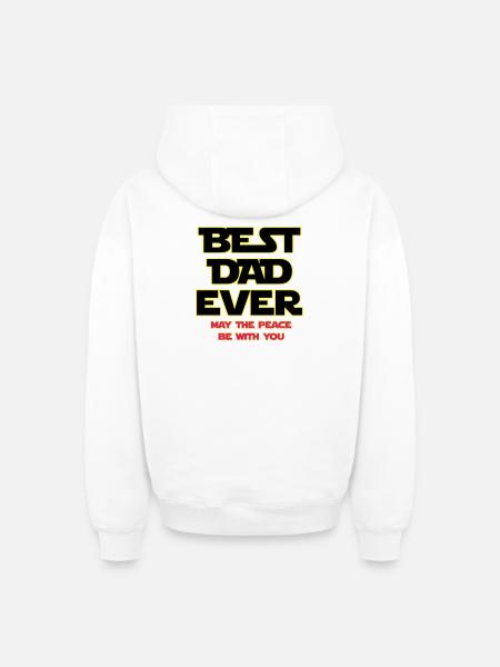 Best Dad Ever Neon Outline - Oversized Heavyweight Unisex Zip Hoodie - white