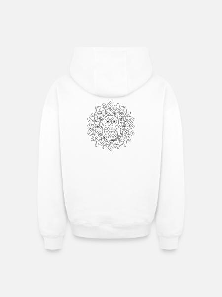Eulen Mandala zum ausmalen - Oversized Heavyweight Unisex Zip Hoodie - Weiß