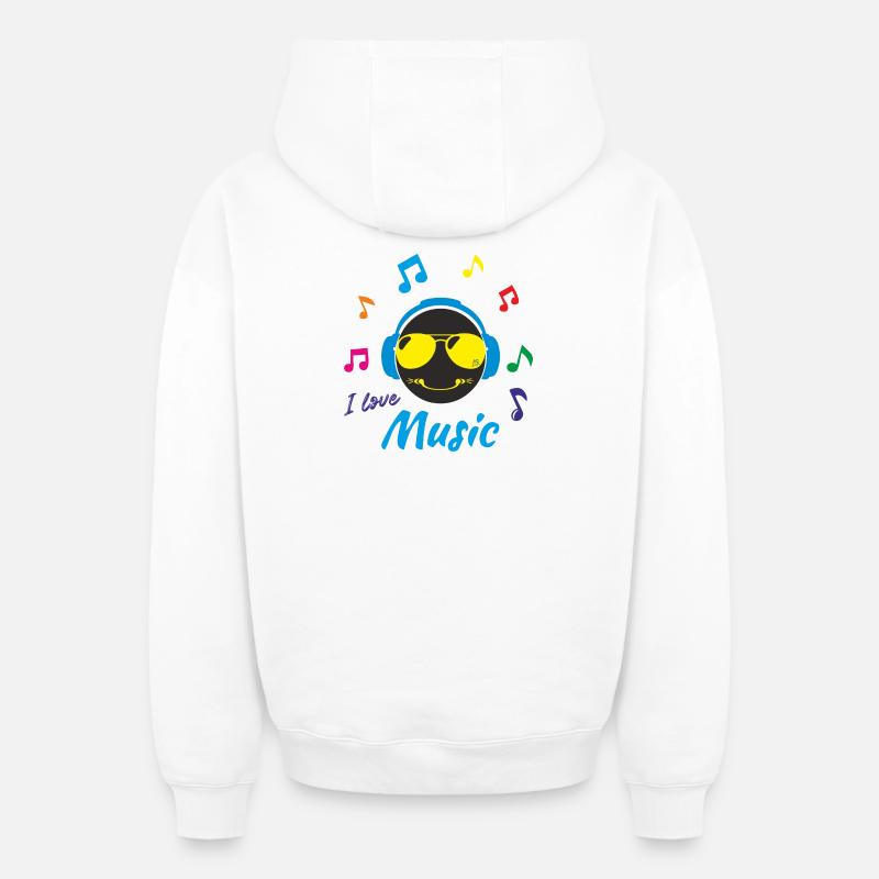 J'aime la musique - Sweat à capuche unisexe zippé oversize épais SPREAD - blanc